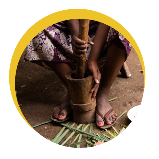 Woman grinding coffee beans