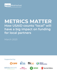 Report cover - Metrics Matter: How USAID counts local will have a big impact on funding for local partners