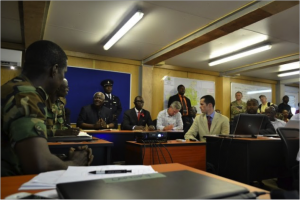 Briefing the President of Sierra Leone, Ernest Bai Koroma (photo- Yasmina Guerda)